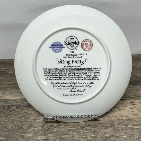 Sitting Pretty Limited Edition Norman Rockwell Plate 1986 Edwin M. Knowles China - Picture 2 of 6